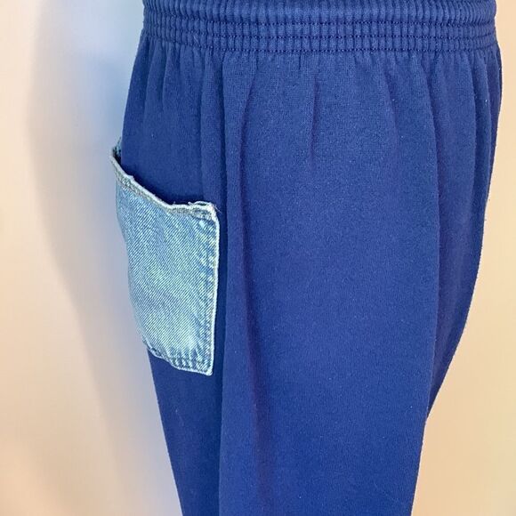 Y2K Fruit Of the Loom high rise Retro Navy Sweatpants & Denim Pocket size Med - Picture 7 of 15
